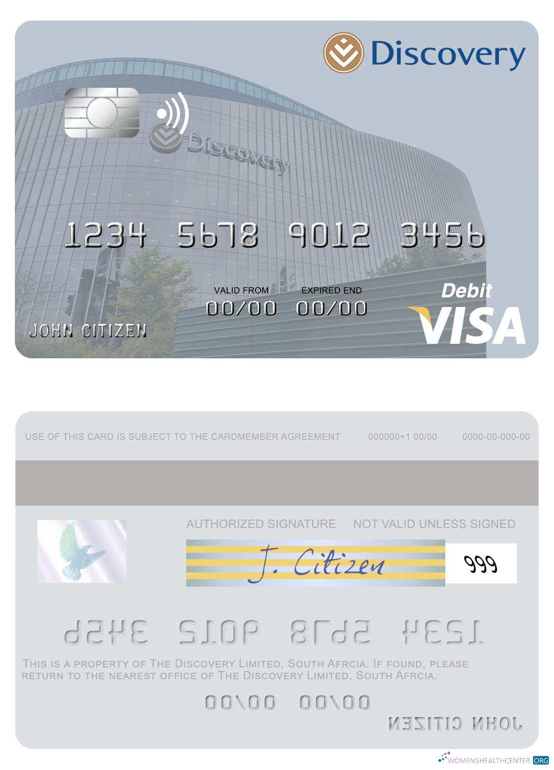 Download South Afrcia Discovery Limited visa debit card Photoshop template